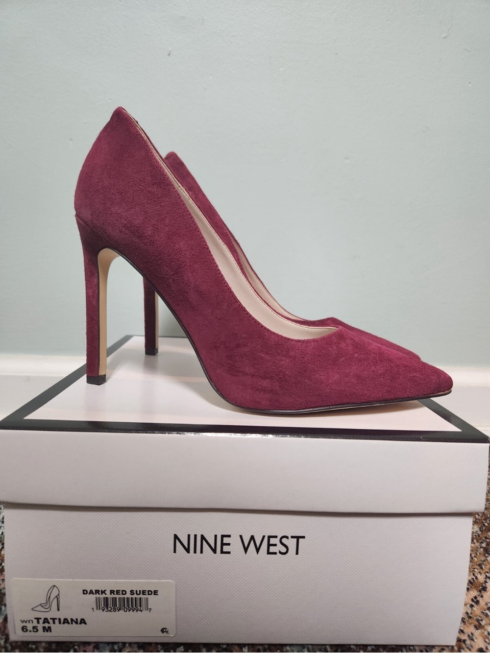 Nine West Tatiana Dark Red Suede Pumps Heels Shoes